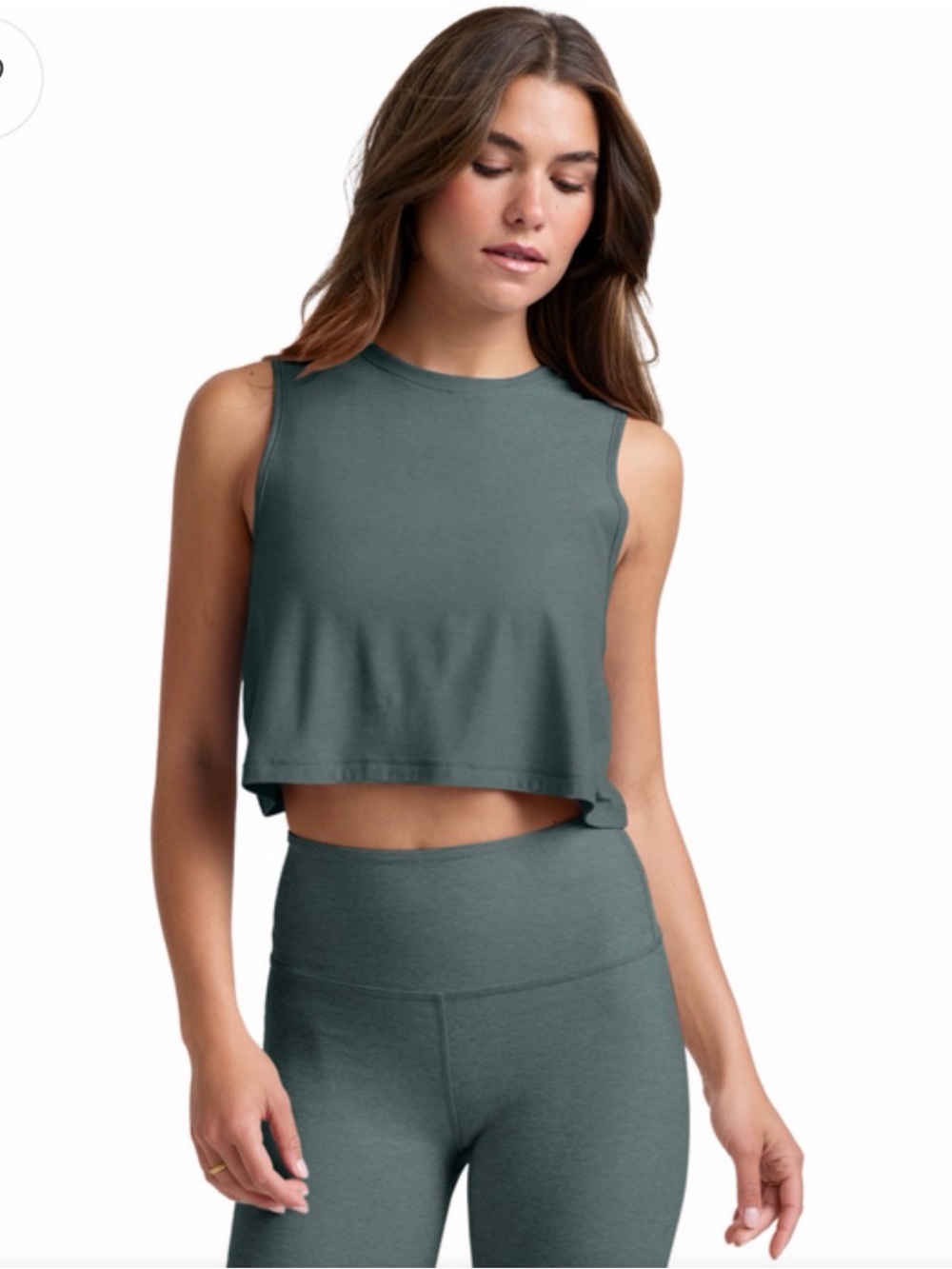 Beyond Yoga featherweight Crop Tank Top Storm Heather color